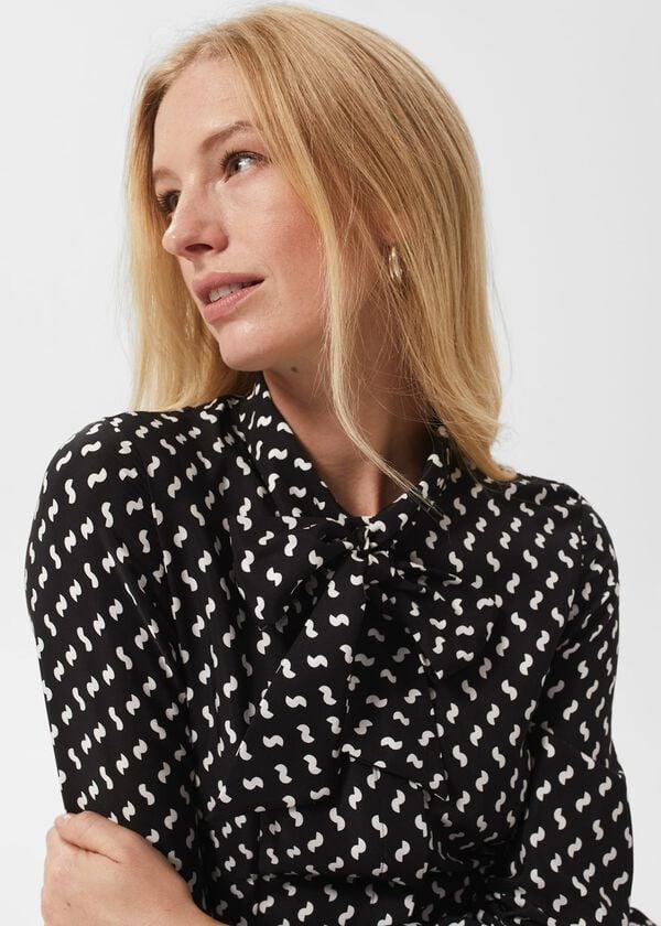 Hobbs Aurielia Silk Dress Black Ivory