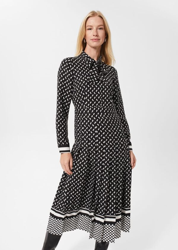 hobbs Aurielia Silk Dress Black Ivory
