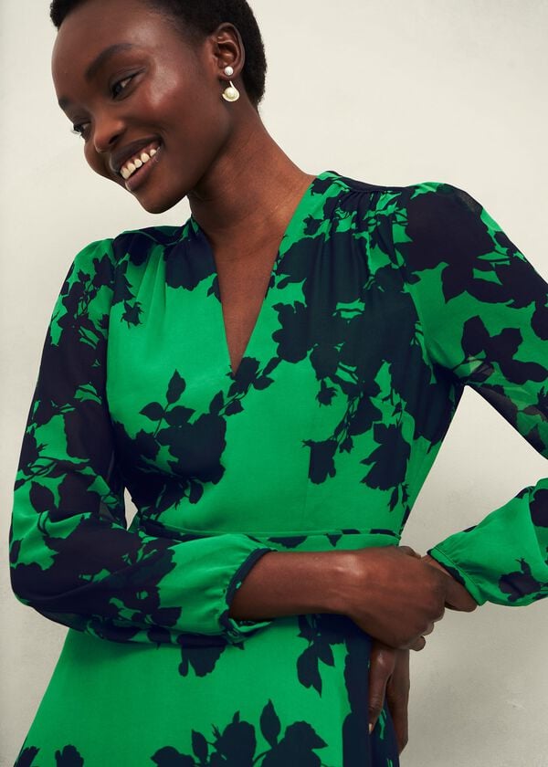 Hobbs Aurora Dress Navy Green