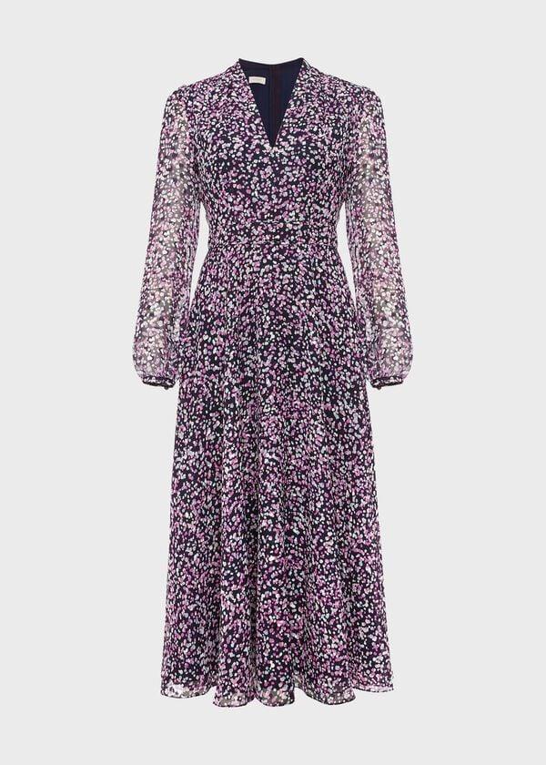 Hobbs Aurora Fit And Flare Dress Navy Multi
