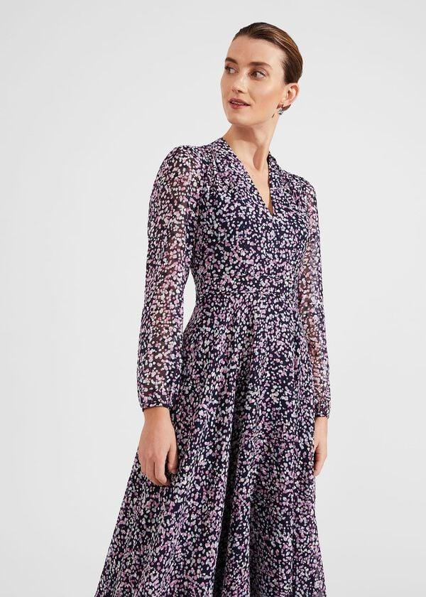 Hobbs Aurora Fit And Flare Dress Navy Multi