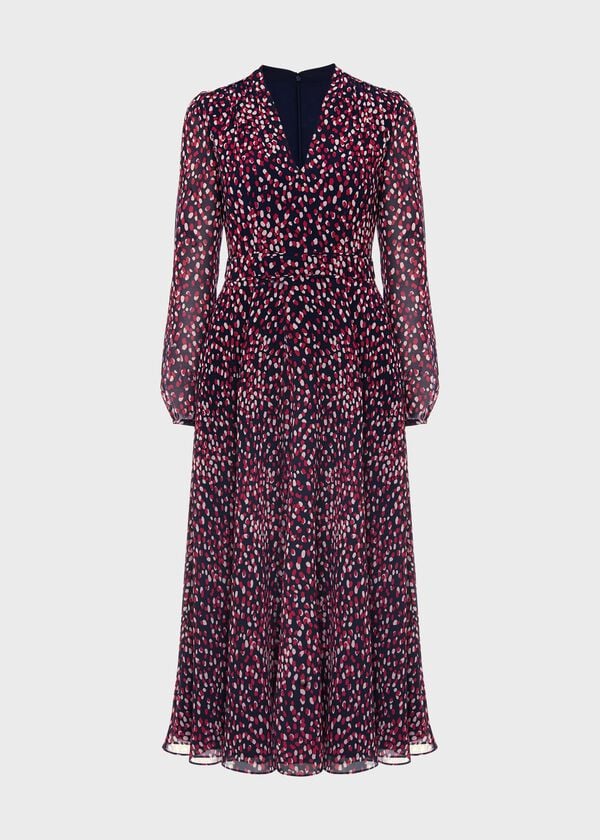 Hobbs Aurora Fit And Flare Dress Navy Multi
