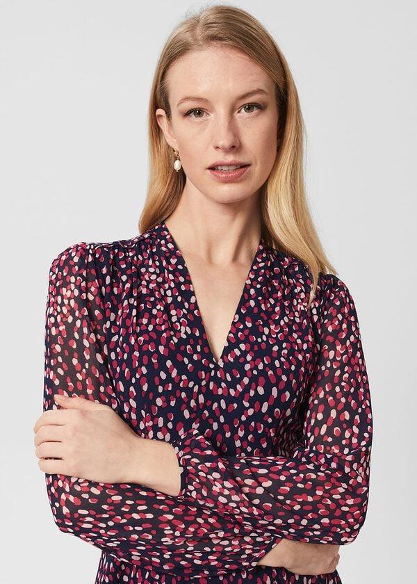 Hobbs Aurora Fit And Flare Dress Navy Multi