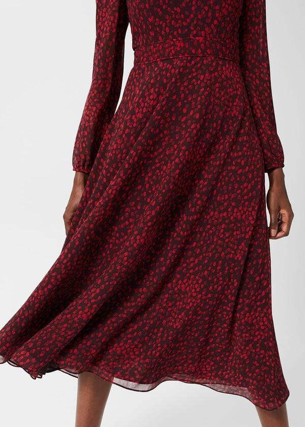 Hobbs Aurora Fit And Flare Dress Red Multi