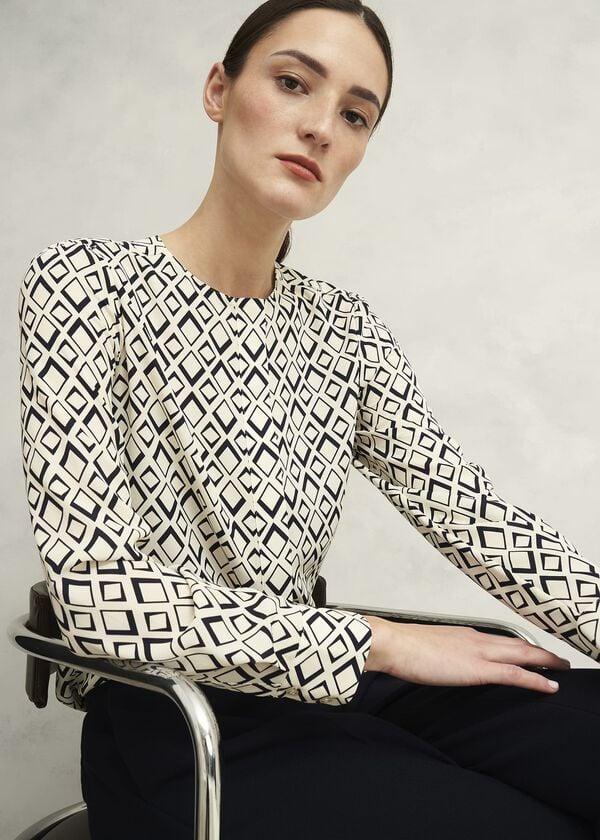 hobbs Ava Blouse Cream Navy