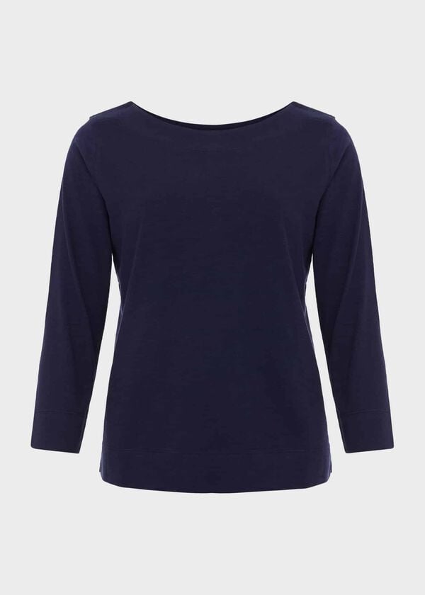 Hobbs Avia Cotton Slub T-Shirt Midnight Navy