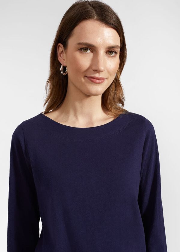 Hobbs Avia Cotton Slub T-Shirt Midnight Navy