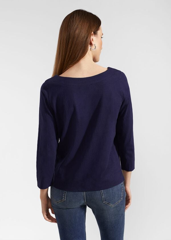 Hobbs Avia Cotton Slub T-Shirt Midnight Navy