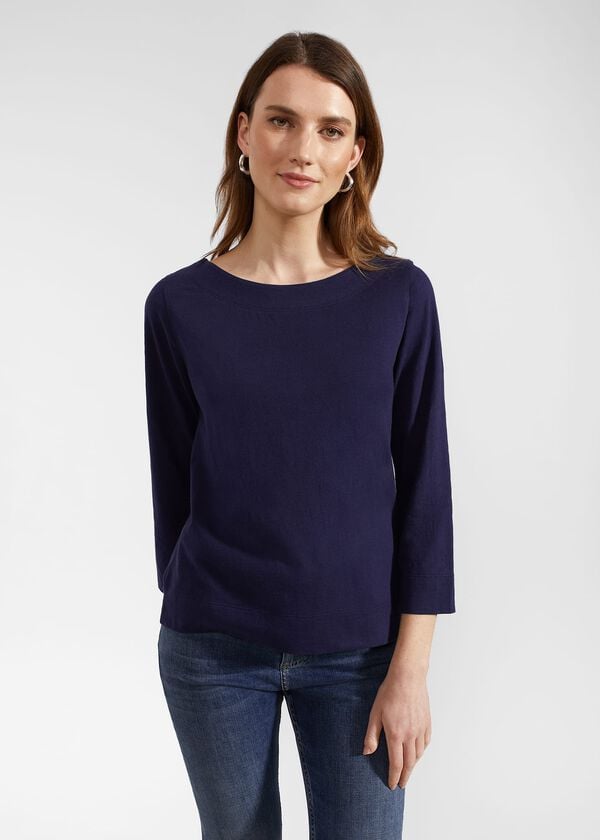 hobbs Avia Cotton Slub T-Shirt Midnight Navy