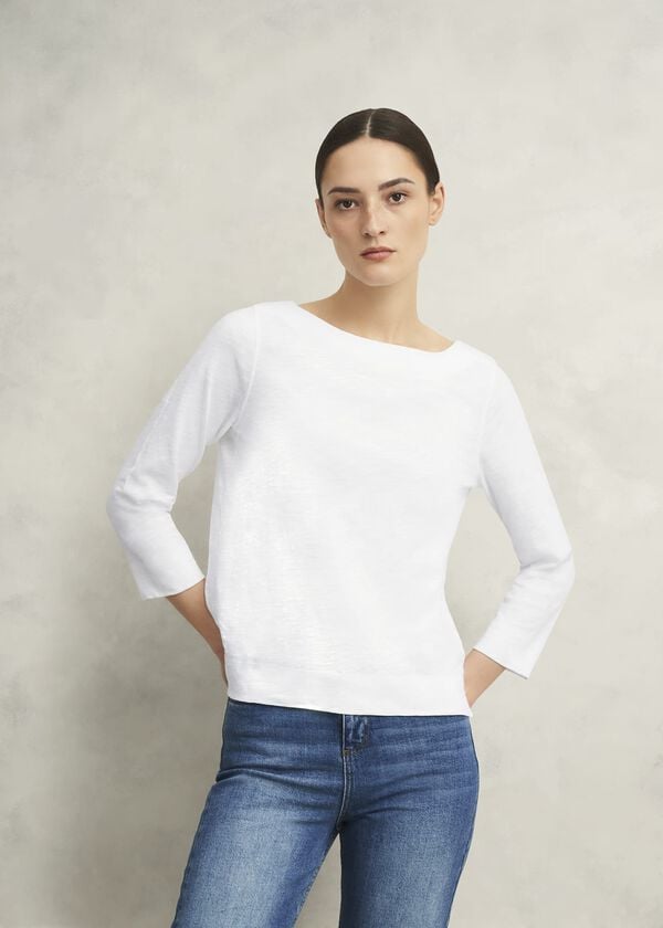 hobbs Avia Cotton Slub T-Shirt White