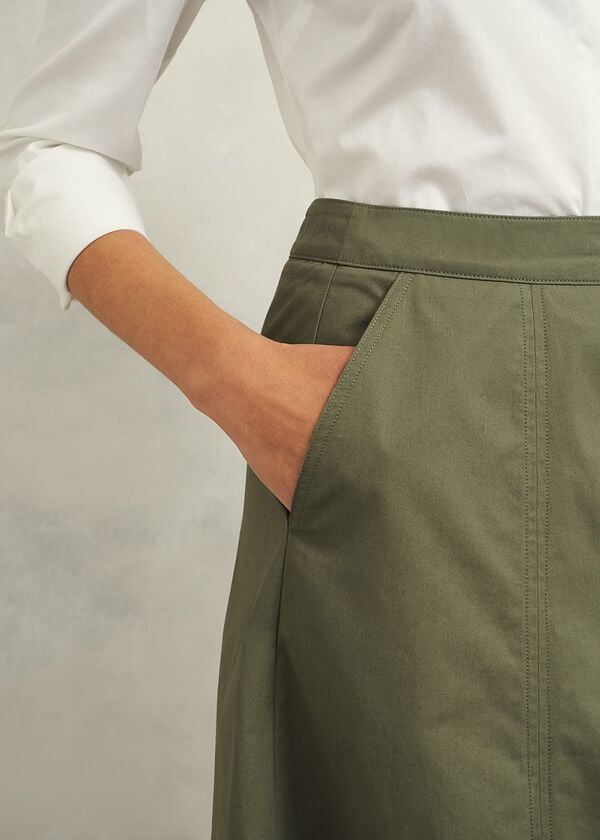 Hobbs Avril Cotton Skirt Sage Green
