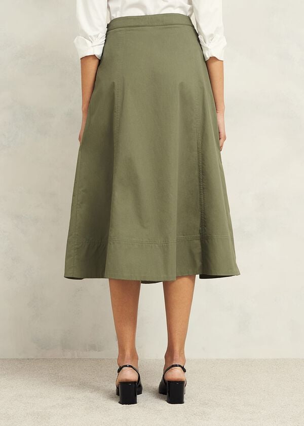 Hobbs Avril Cotton Skirt Sage Green