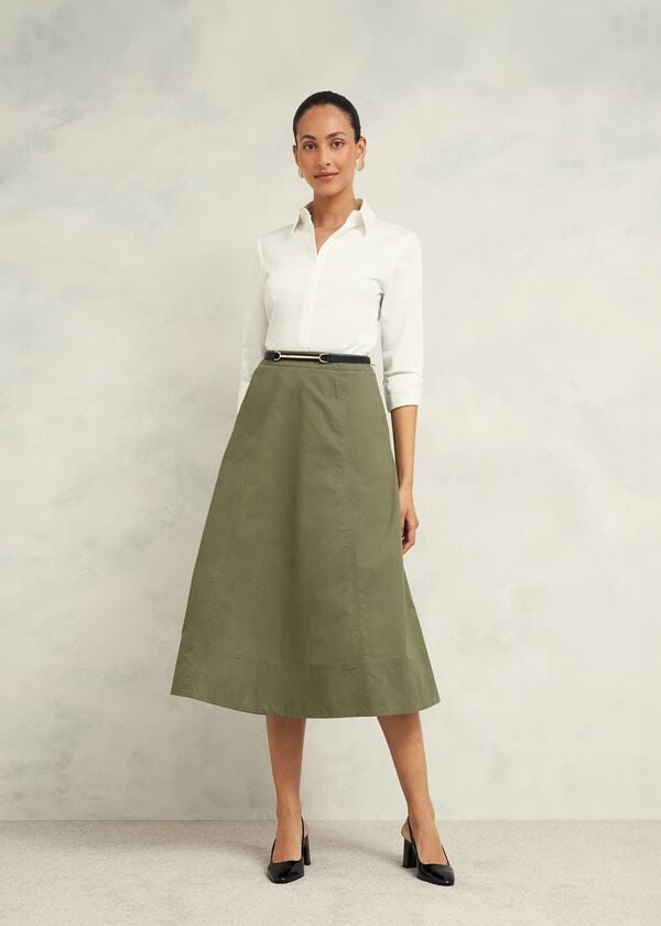 hobbs Avril Cotton Skirt Sage Green