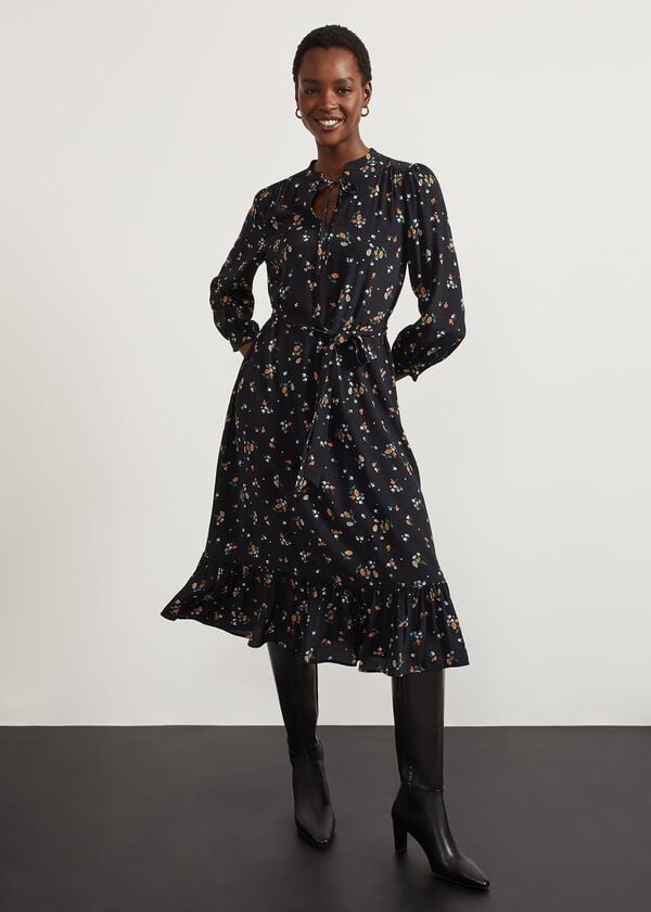 Hobbs Bailey Dress Black Multi