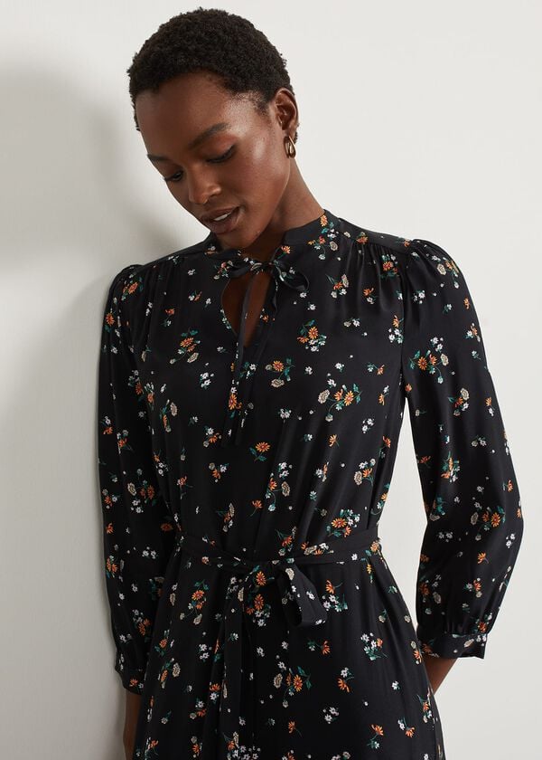 Hobbs Bailey Dress Black Multi