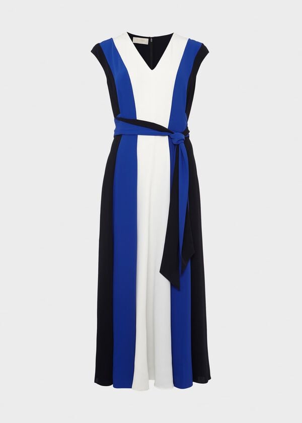 Hobbs Bailly Fit And Flare Dress Navy Cblt Ivory