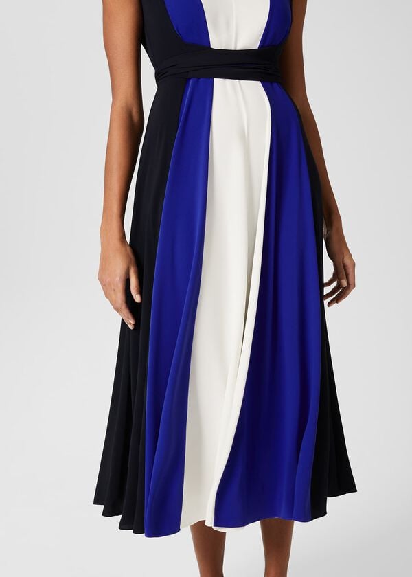 Hobbs Bailly Fit And Flare Dress Navy Cblt Ivory