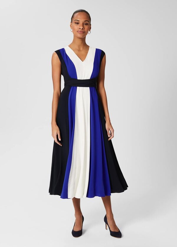 hobbs Bailly Fit And Flare Dress Navy Cblt Ivory