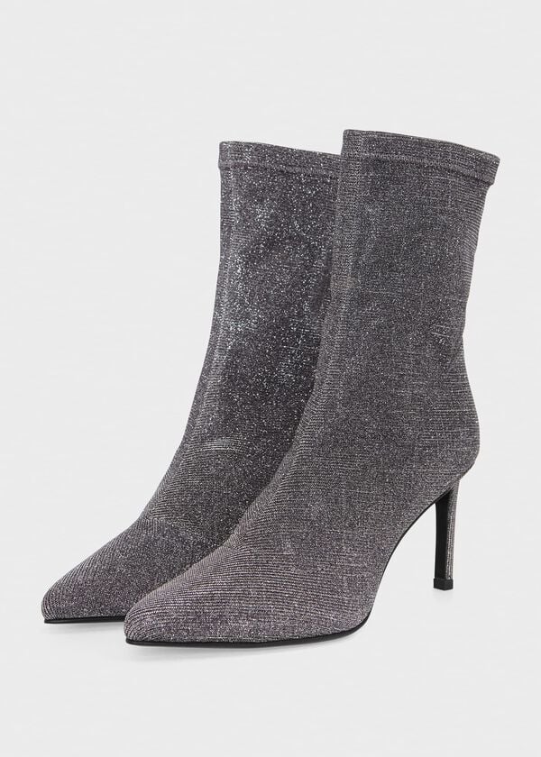 Hobbs Bayley Stretch Sparkle Boots Silver
