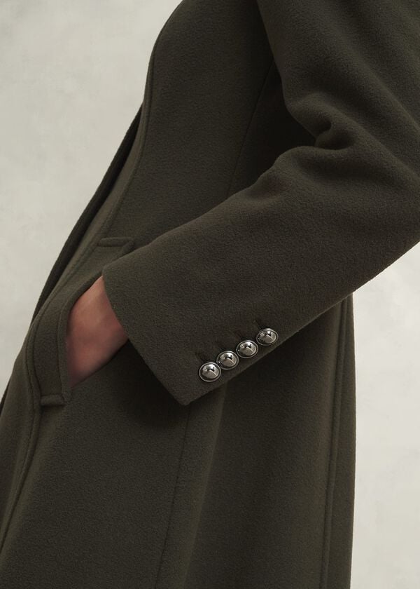 Hobbs Bayley Wool Blend Coat Olive Green
