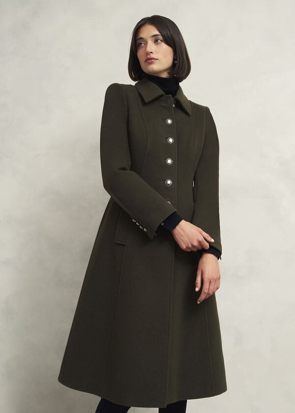 hobbs Bayley Wool Blend Coat Olive Green