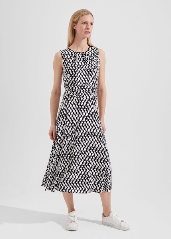 hobbs Bayview Dress Ivory Navy