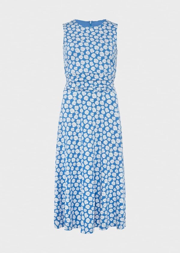 Hobbs Bayview Jersey Dress Azure Ivory
