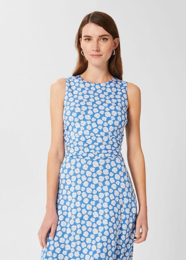 Hobbs Bayview Jersey Dress Azure Ivory