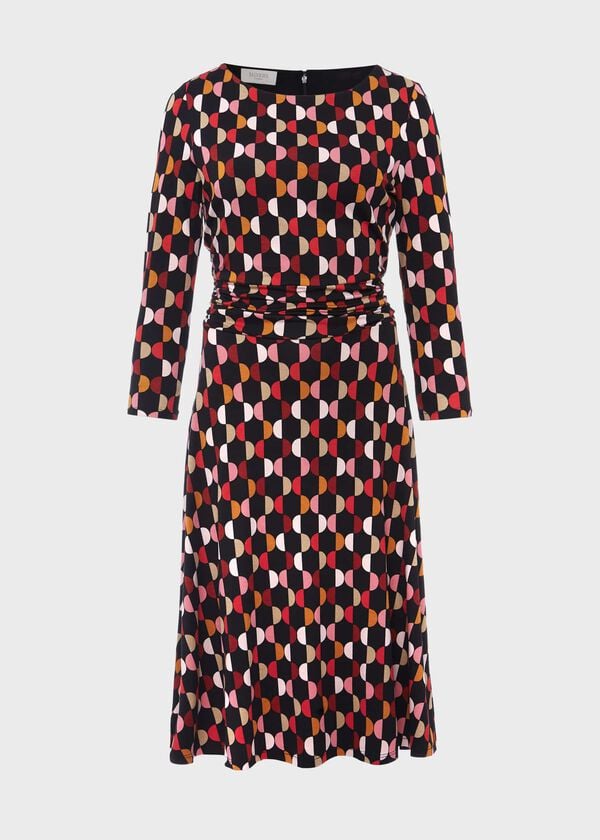 Hobbs Bayview Jersey Dress Black Multi
