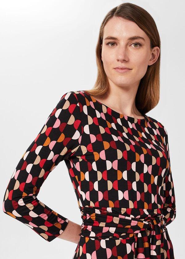 Hobbs Bayview Jersey Dress Black Multi