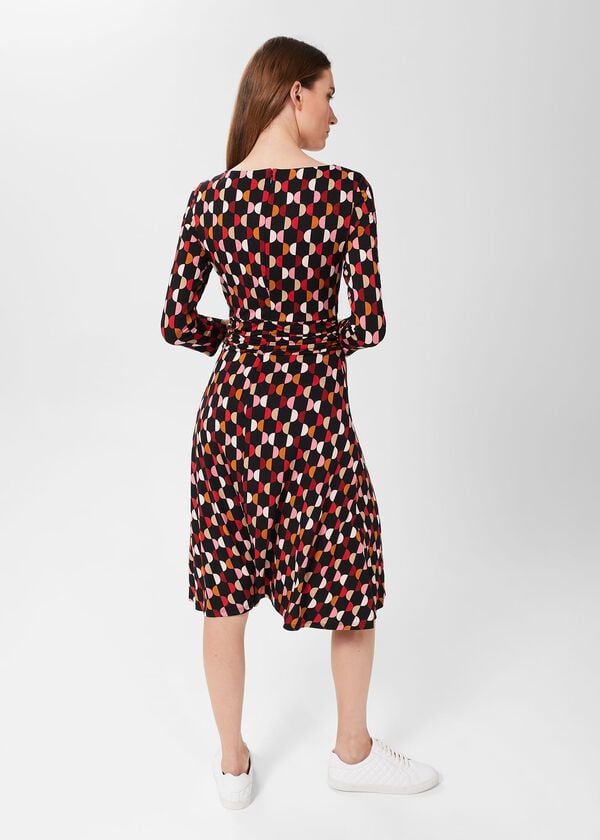 Hobbs Bayview Jersey Dress Black Multi