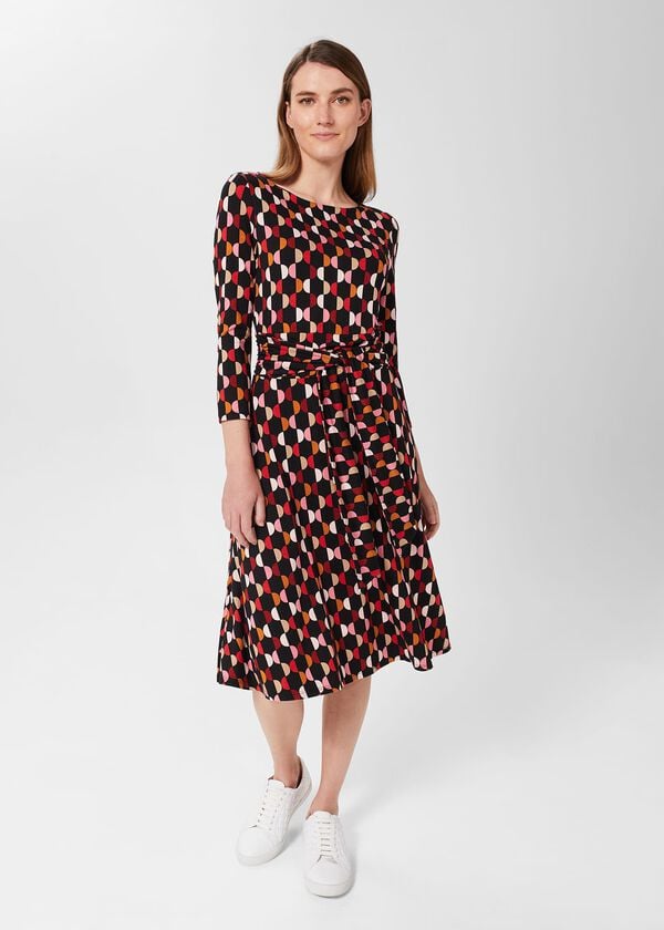 hobbs Bayview Jersey Dress Black Multi