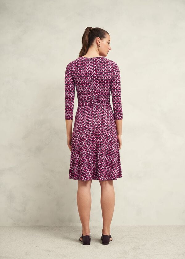 Hobbs Bayview Jersey Dress Pink Multi