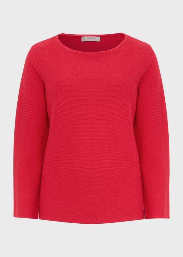 Hobbs Beatrice Cotton Jumper Magenta Pink