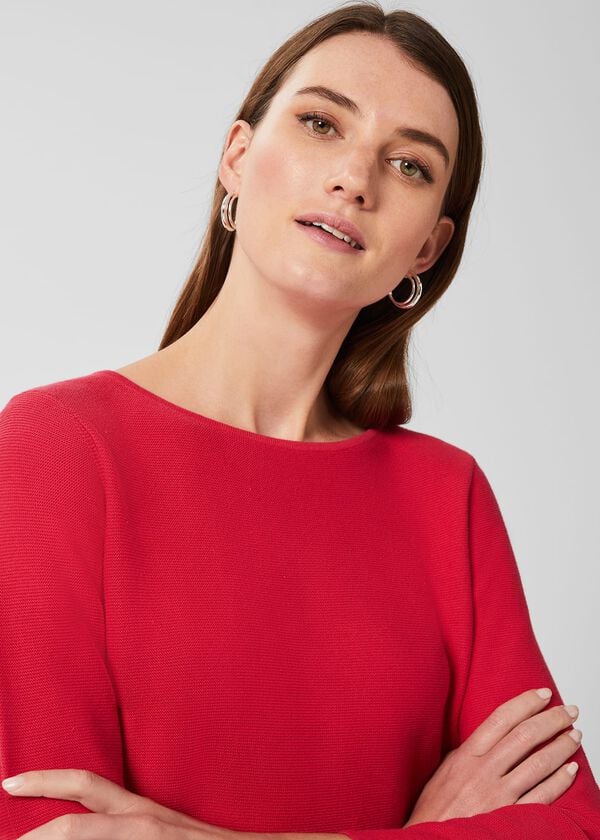 Hobbs Beatrice Cotton Jumper Magenta Pink