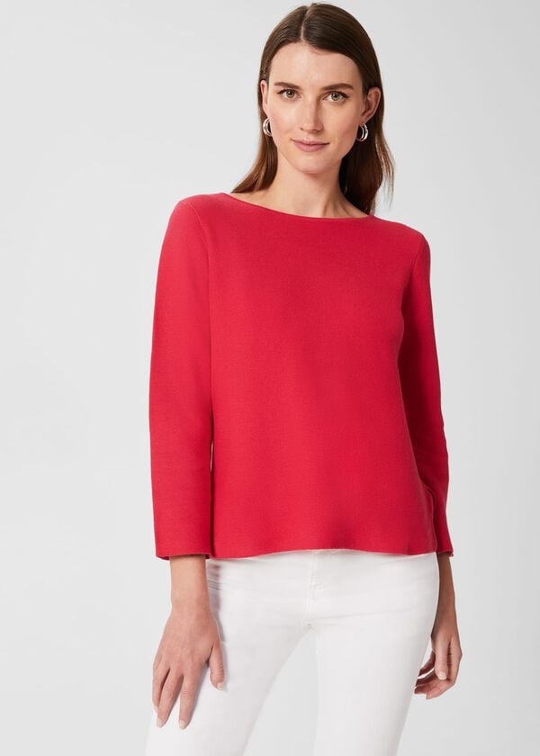 hobbs Beatrice Cotton Jumper Magenta Pink