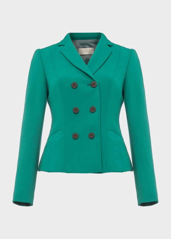 Hobbs Beatrice Double Breasted Jacket Jade Green
