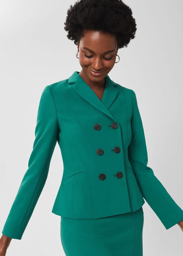 Hobbs Beatrice Double Breasted Jacket Jade Green