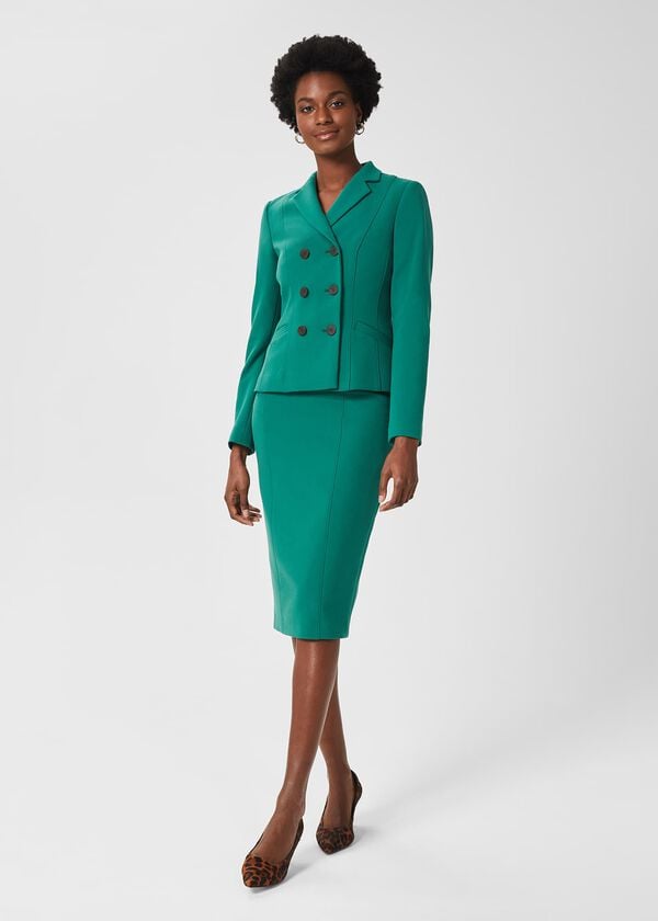 hobbs Beatrice Double Breasted Jacket Jade Green