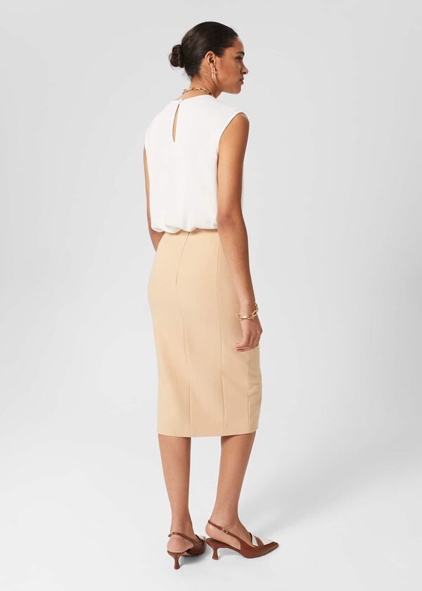 Hobbs Beatrice Skirt Beige Suede