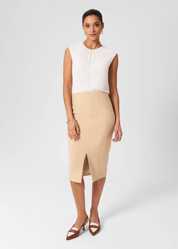 hobbs Beatrice Skirt Beige Suede