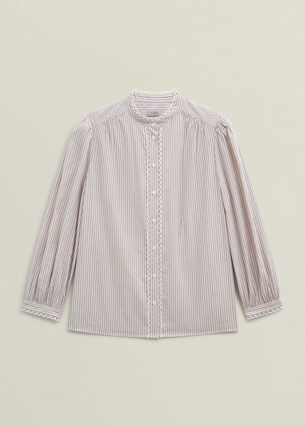 Hobbs Becca Cotton Stripe Blouse Neutral Stripe