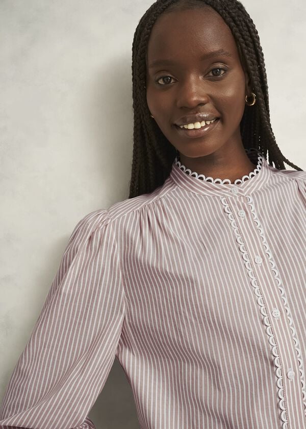 Hobbs Becca Cotton Stripe Blouse Neutral Stripe