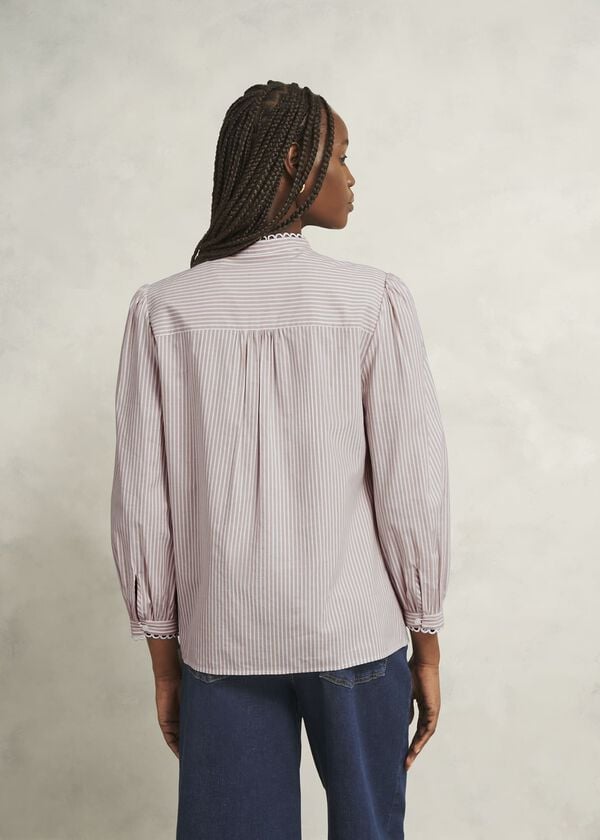 Hobbs Becca Cotton Stripe Blouse Neutral Stripe