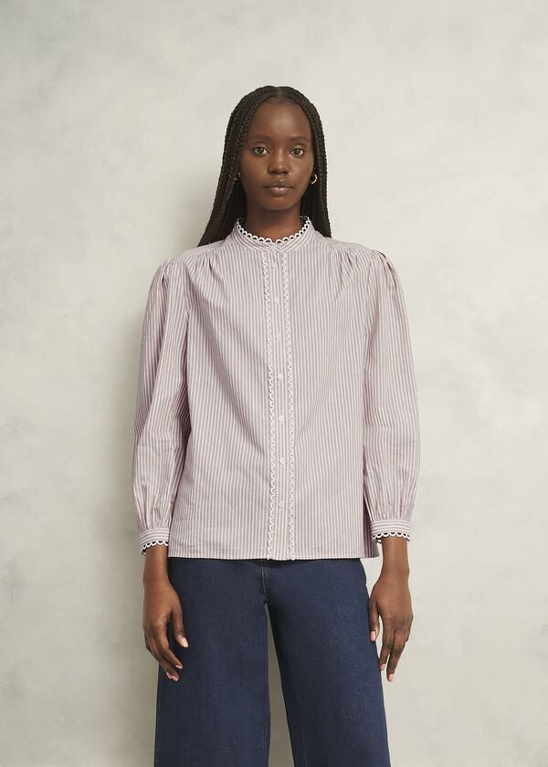 hobbs Becca Cotton Stripe Blouse Neutral Stripe