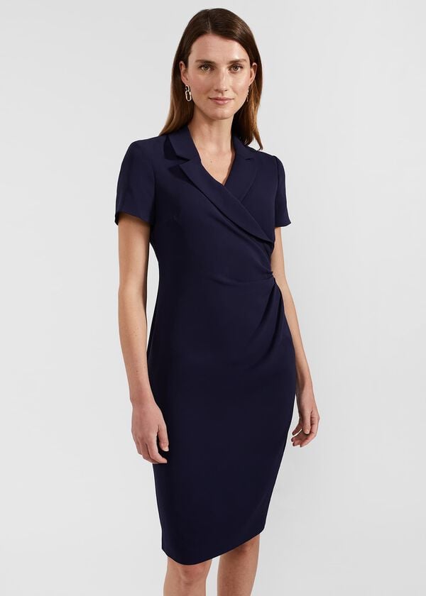 Hobbs Beck Wrap Dress Midnight Navy