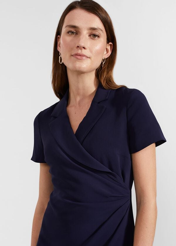 Hobbs Beck Wrap Dress Midnight Navy