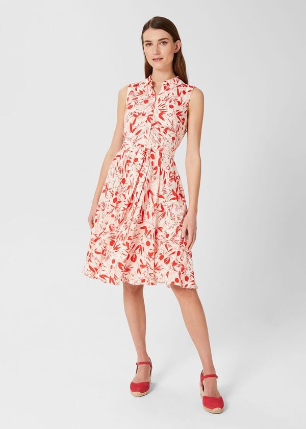 hobbs Belinda Fit And Flare Dress Ivory Multi