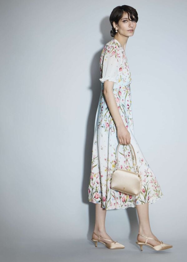 hobbs Belmond Silk Floral Ombre Dress Cream Multi