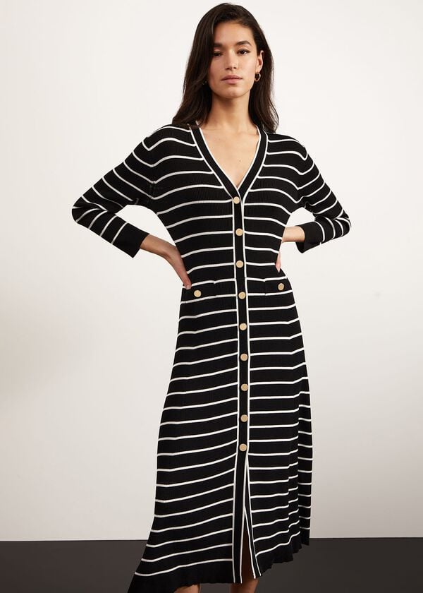 Hobbs Belmont Knitted Dress Black Ivory